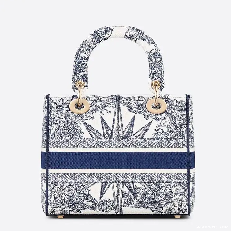 Cheap Canvas D-lite Motif Lady Reve d'Infini Bag Medium Blue 0412 Luxury